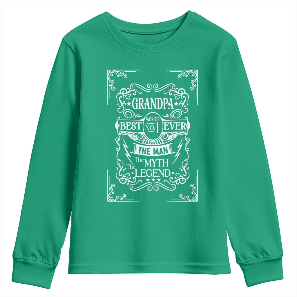 Vintage Fathers Day Gift For Grandpa Youth Sweatshirt The Man The Myth The Legend