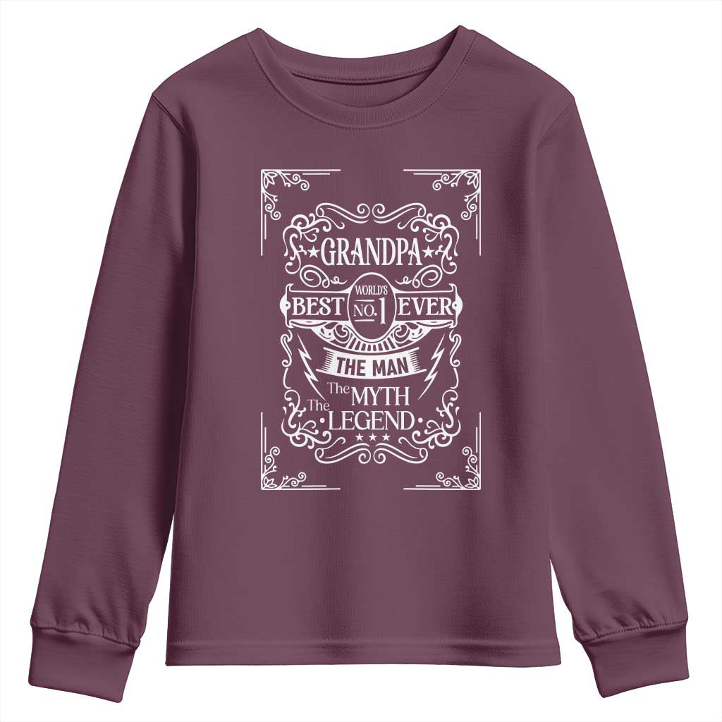 Vintage Fathers Day Gift For Grandpa Youth Sweatshirt The Man The Myth The Legend