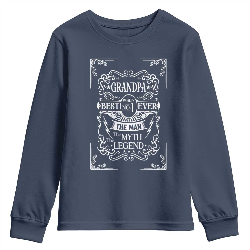 Vintage Fathers Day Gift For Grandpa Youth Sweatshirt The Man The Myth The Legend
