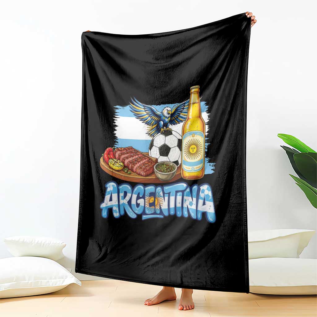 Argentine Pride Soccer And Beer Throw Blanket Football Fan Graphic