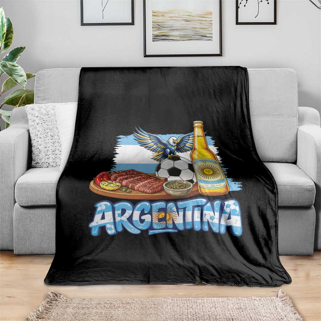 Argentine Pride Soccer And Beer Throw Blanket Football Fan Graphic