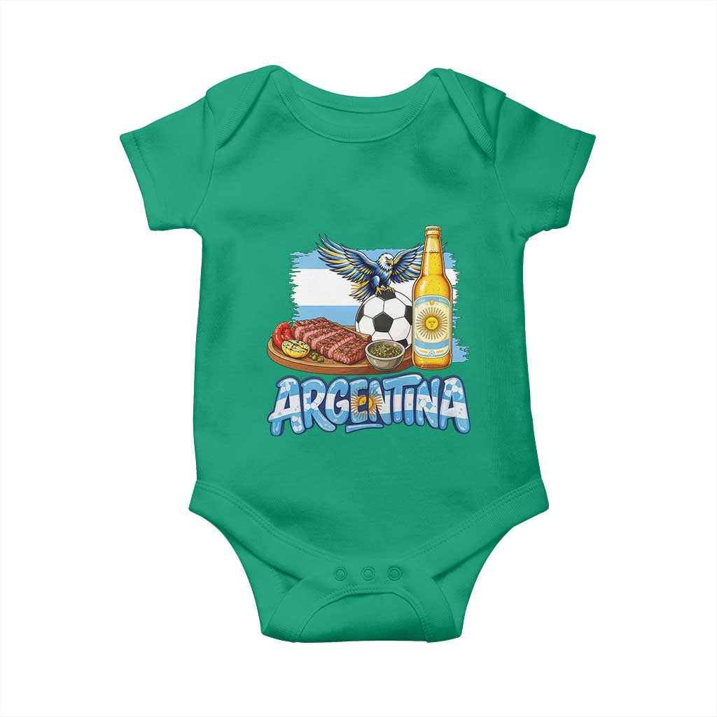 Argentine Pride Soccer And Beer Baby Onesie Football Fan Graphic