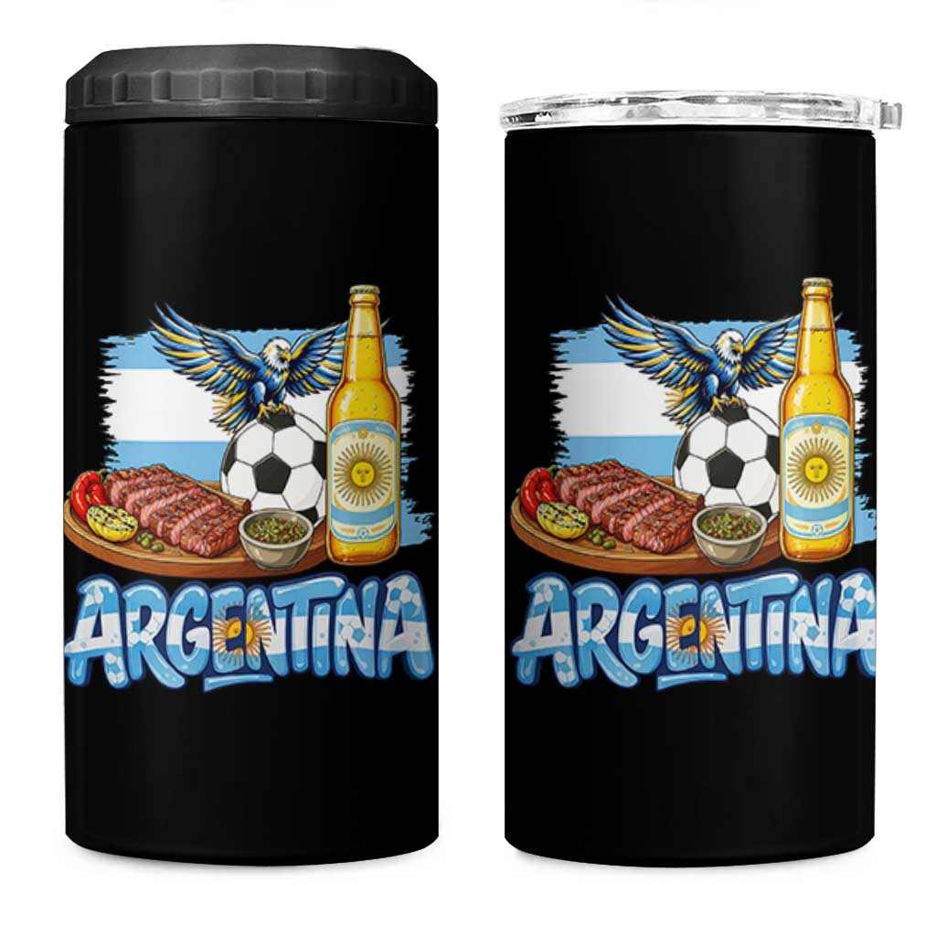 Argentine Pride Soccer And Beer 4 in 1 Can Cooler Tumbler Football Fan Graphic