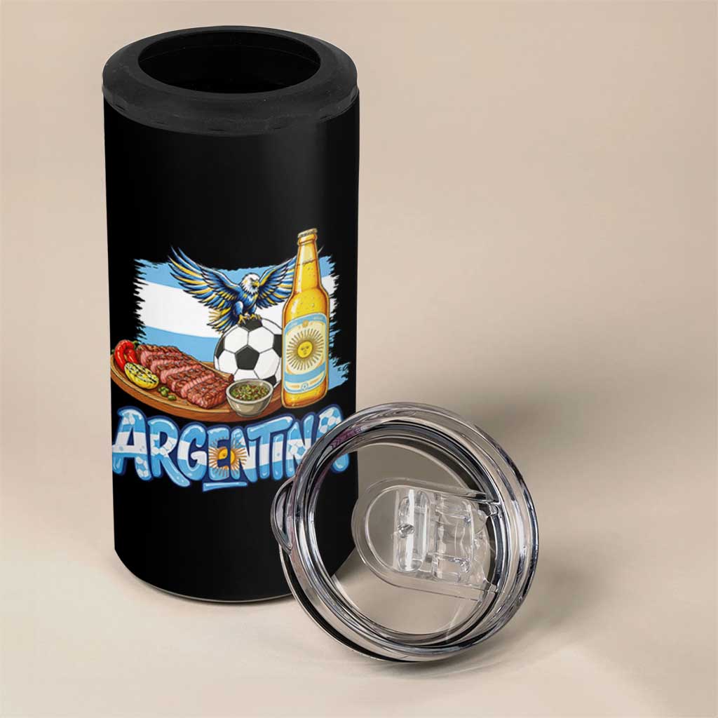 Argentine Pride Soccer And Beer 4 in 1 Can Cooler Tumbler Football Fan Graphic