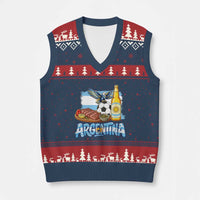 Argentine Pride Soccer And Beer V-Neck Knit Sweater Vest Football Fan Graphic