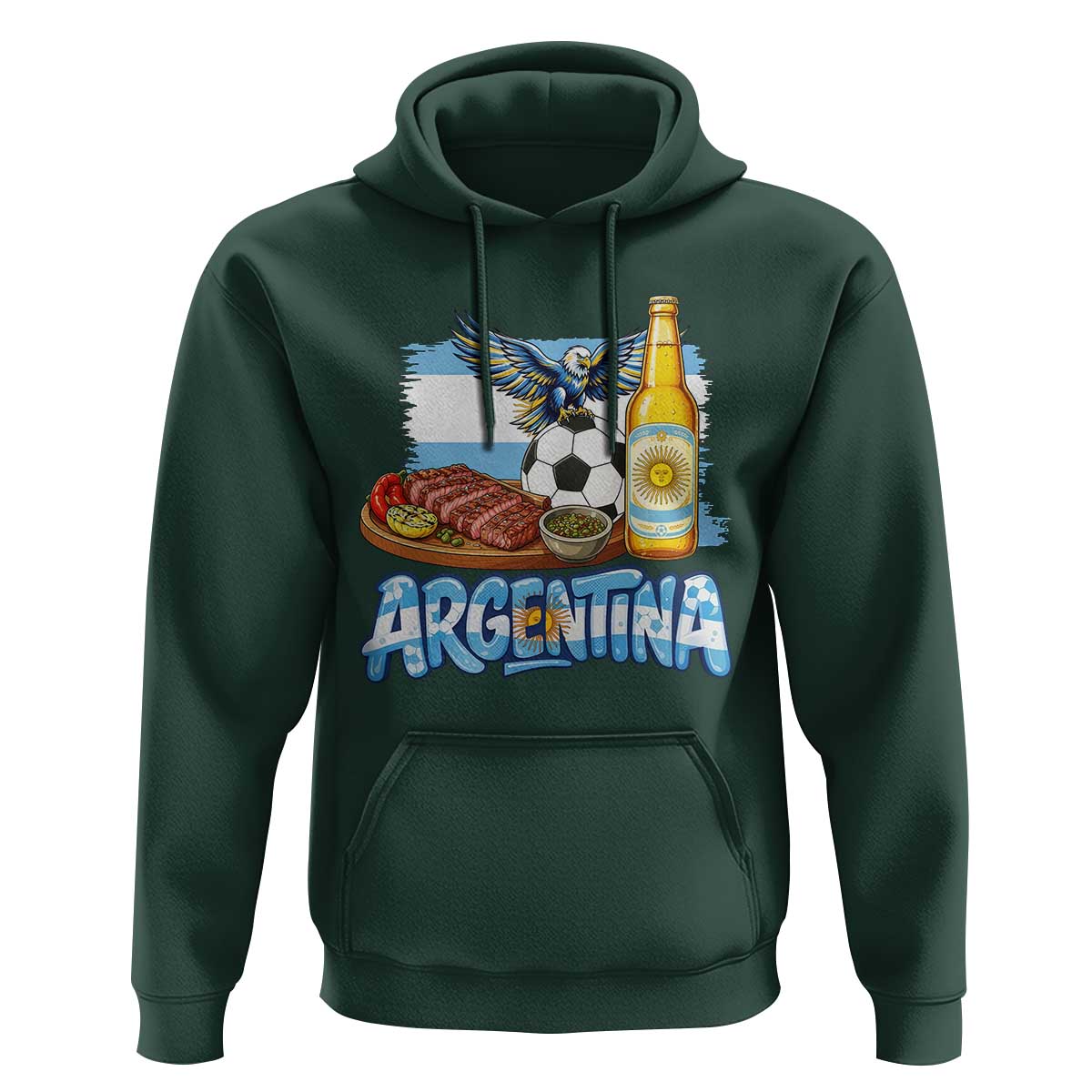 Argentine Pride Soccer And Beer Hoodie Football Fan Graphic