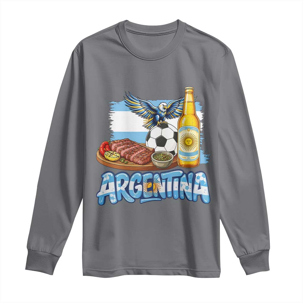 Argentine Pride Soccer And Beer Long Sleeve Shirt Football Fan Graphic