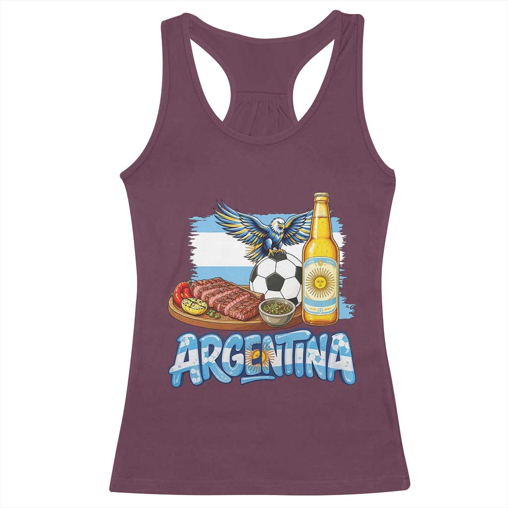 Argentine Pride Soccer And Beer Racerback Tank Top Football Fan Graphic