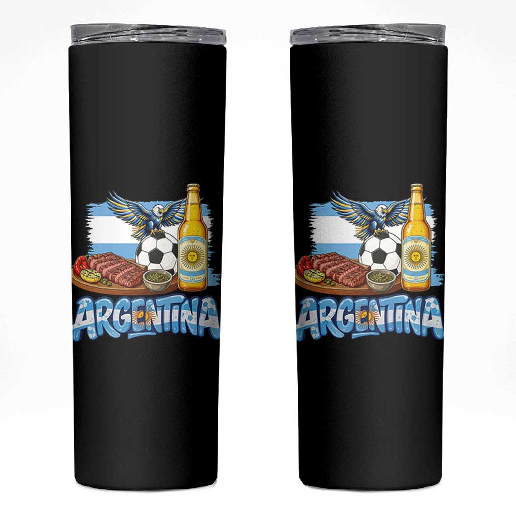 Argentine Pride Soccer And Beer Skinny Tumbler Football Fan Graphic