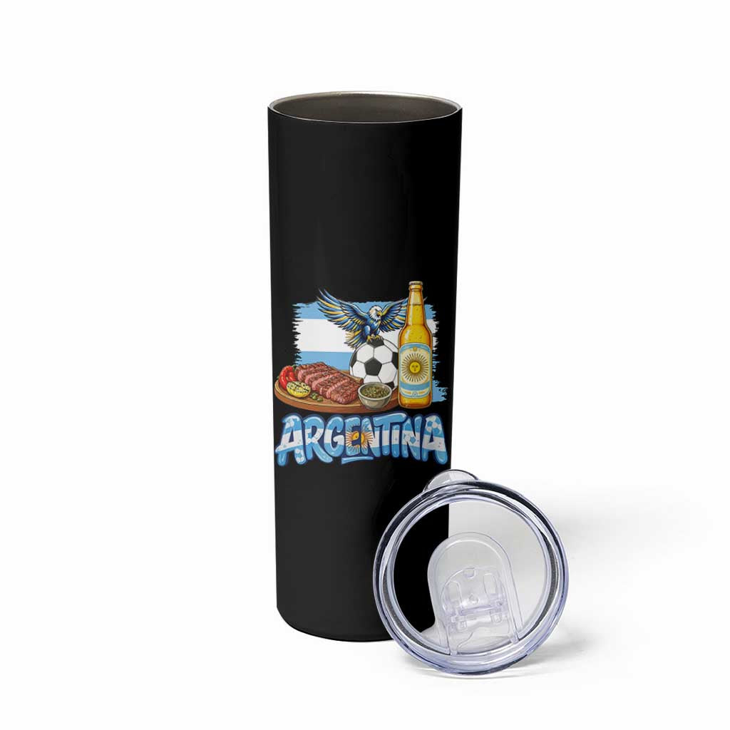 Argentine Pride Soccer And Beer Skinny Tumbler Football Fan Graphic