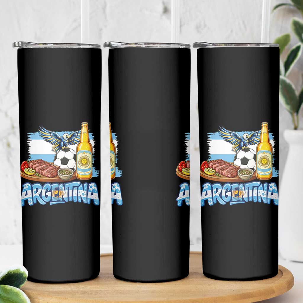 Argentine Pride Soccer And Beer Skinny Tumbler Football Fan Graphic