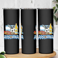 Argentine Pride Soccer And Beer Skinny Tumbler Football Fan Graphic