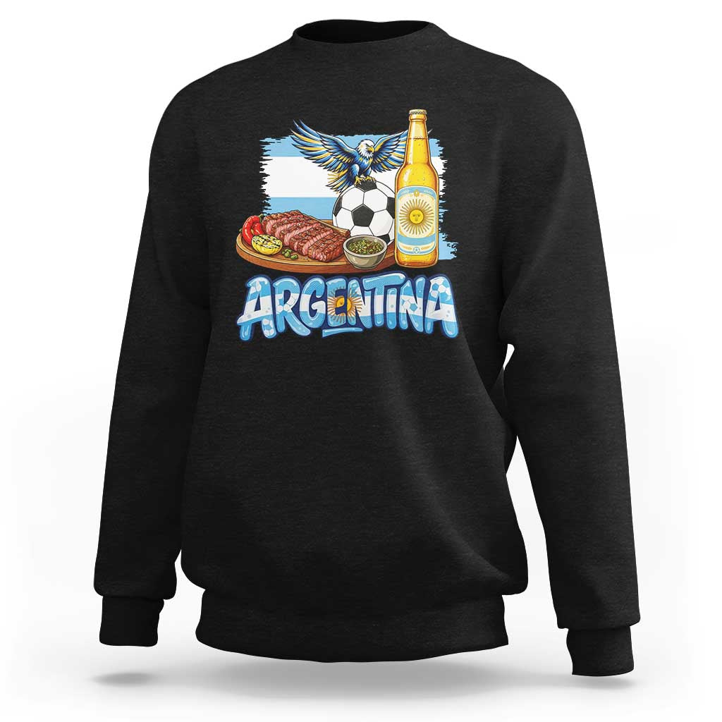 Argentine Pride Soccer And Beer Sweatshirt Football Fan Graphic