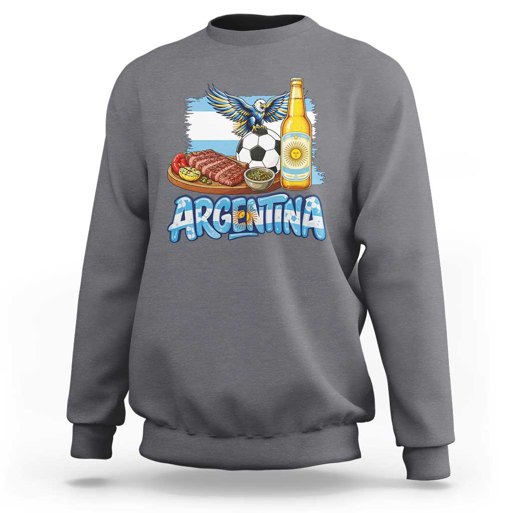 Argentine Pride Soccer And Beer Sweatshirt Football Fan Graphic