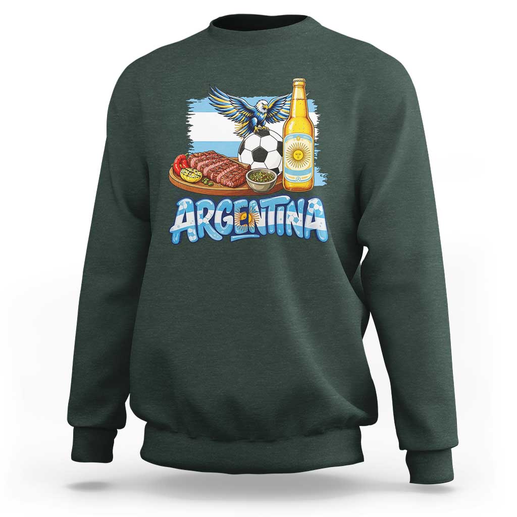 Argentine Pride Soccer And Beer Sweatshirt Football Fan Graphic