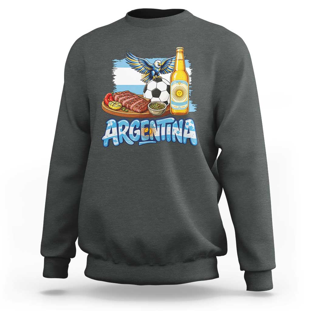 Argentine Pride Soccer And Beer Sweatshirt Football Fan Graphic