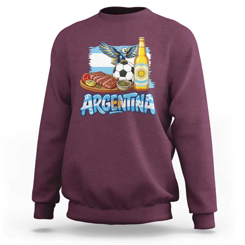 Argentine Pride Soccer And Beer Sweatshirt Football Fan Graphic