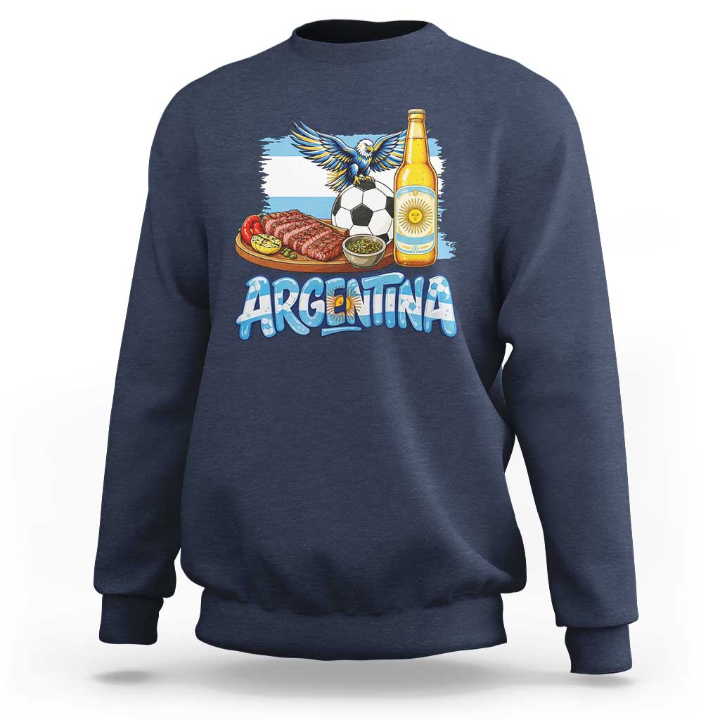 Argentine Pride Soccer And Beer Sweatshirt Football Fan Graphic