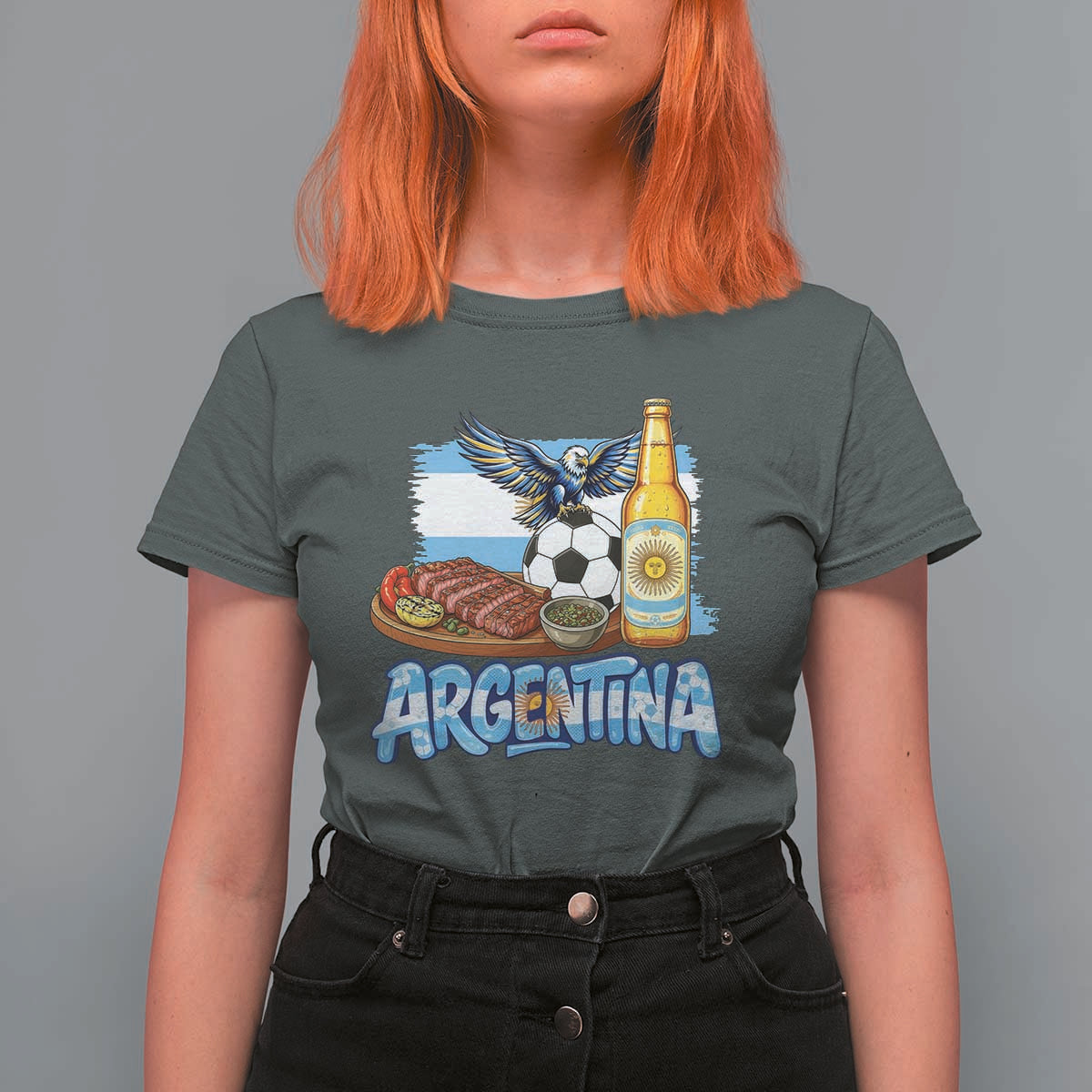 Argentine Pride Soccer And Beer T Shirt For Women Football Fan Graphic