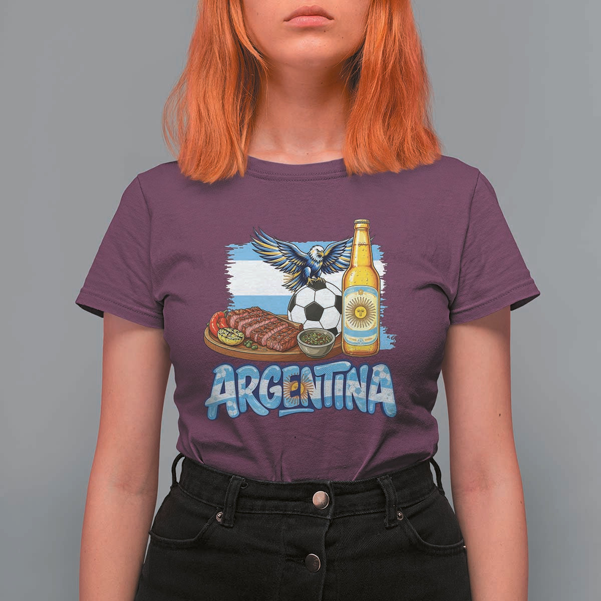 Argentine Pride Soccer And Beer T Shirt For Women Football Fan Graphic