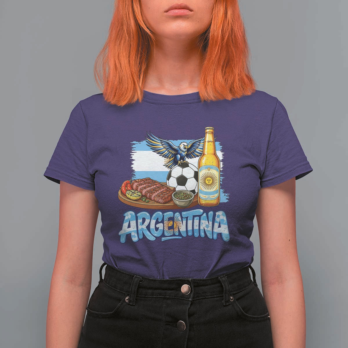 Argentine Pride Soccer And Beer T Shirt For Women Football Fan Graphic