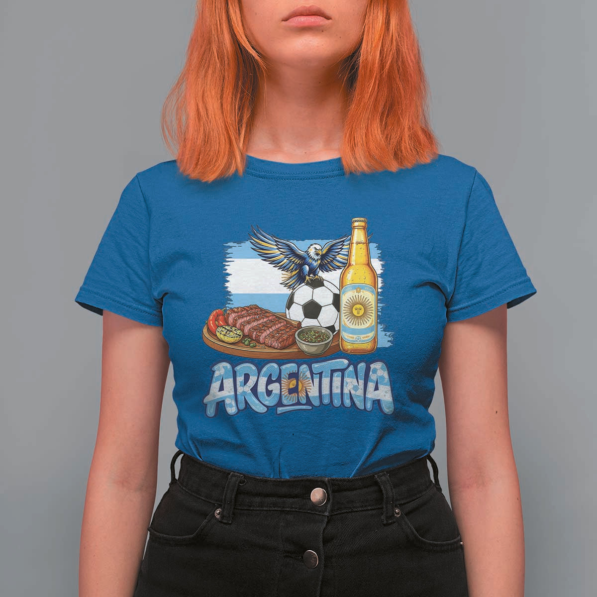 Argentine Pride Soccer And Beer T Shirt For Women Football Fan Graphic