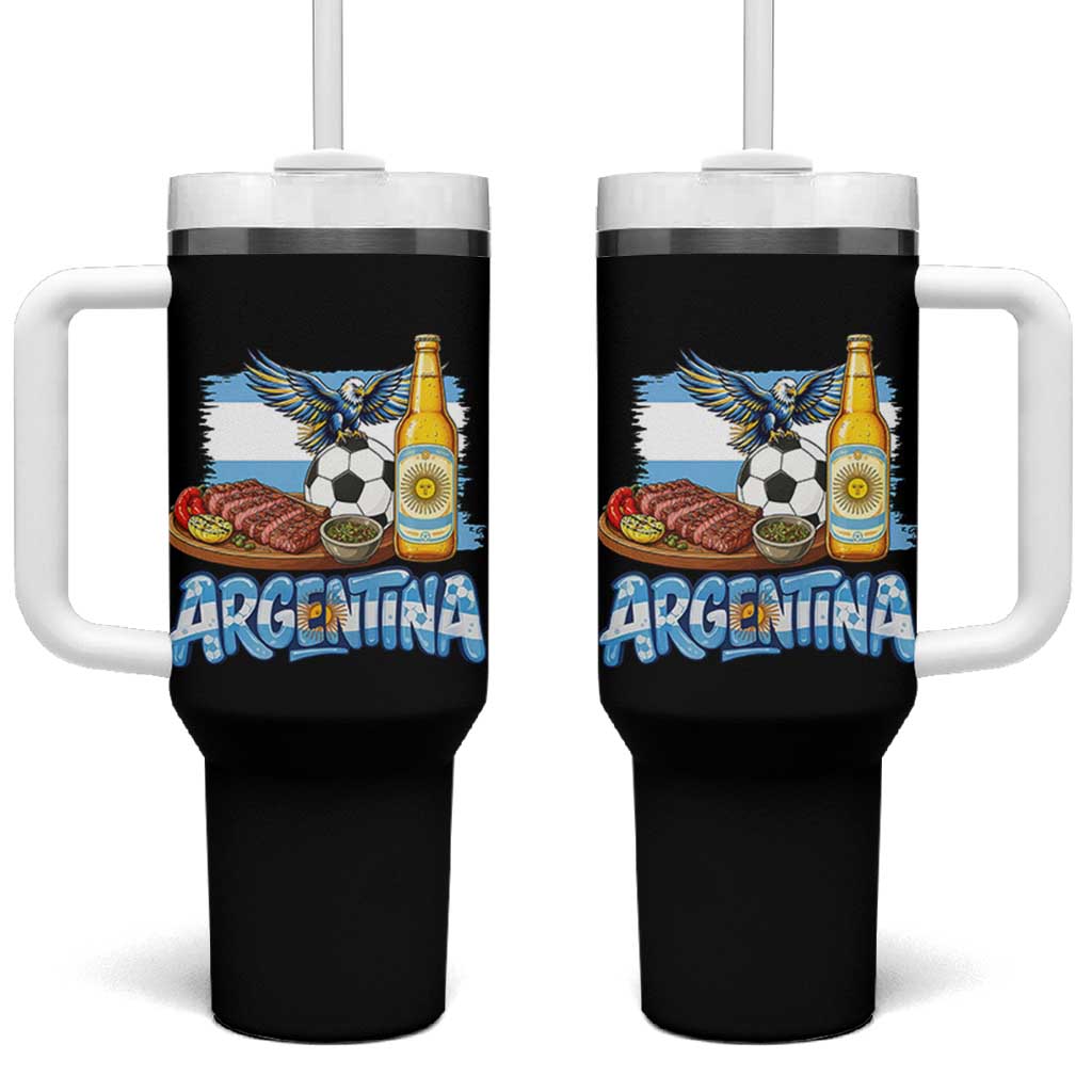 Argentine Pride Soccer And Beer Tumbler With Handle Football Fan Graphic