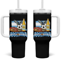 Argentine Pride Soccer And Beer Tumbler With Handle Football Fan Graphic