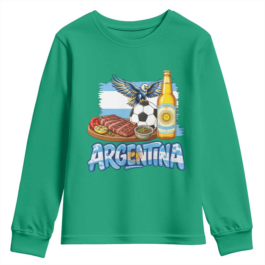 Argentine Pride Soccer And Beer Youth Sweatshirt Football Fan Graphic