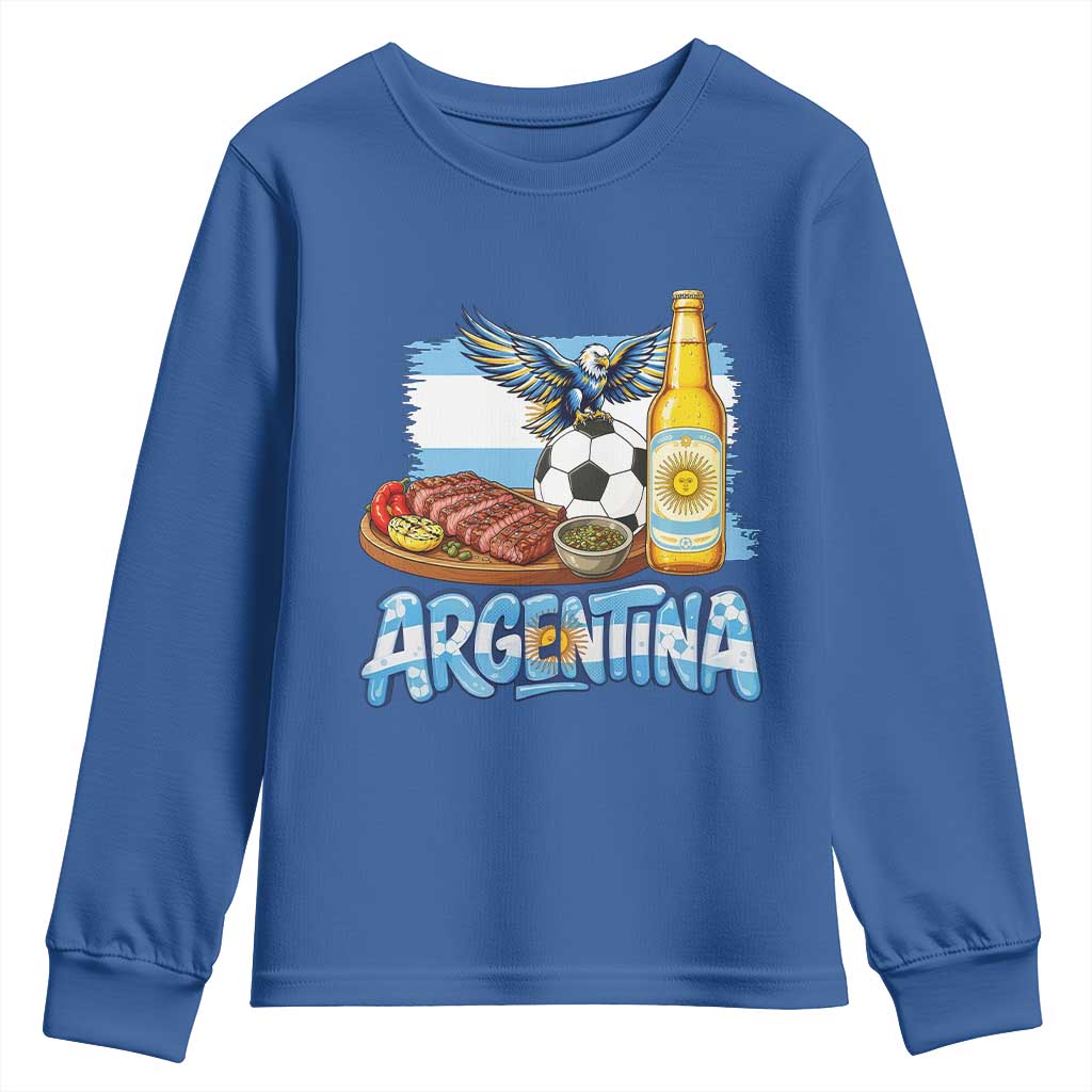Argentine Pride Soccer And Beer Youth Sweatshirt Football Fan Graphic