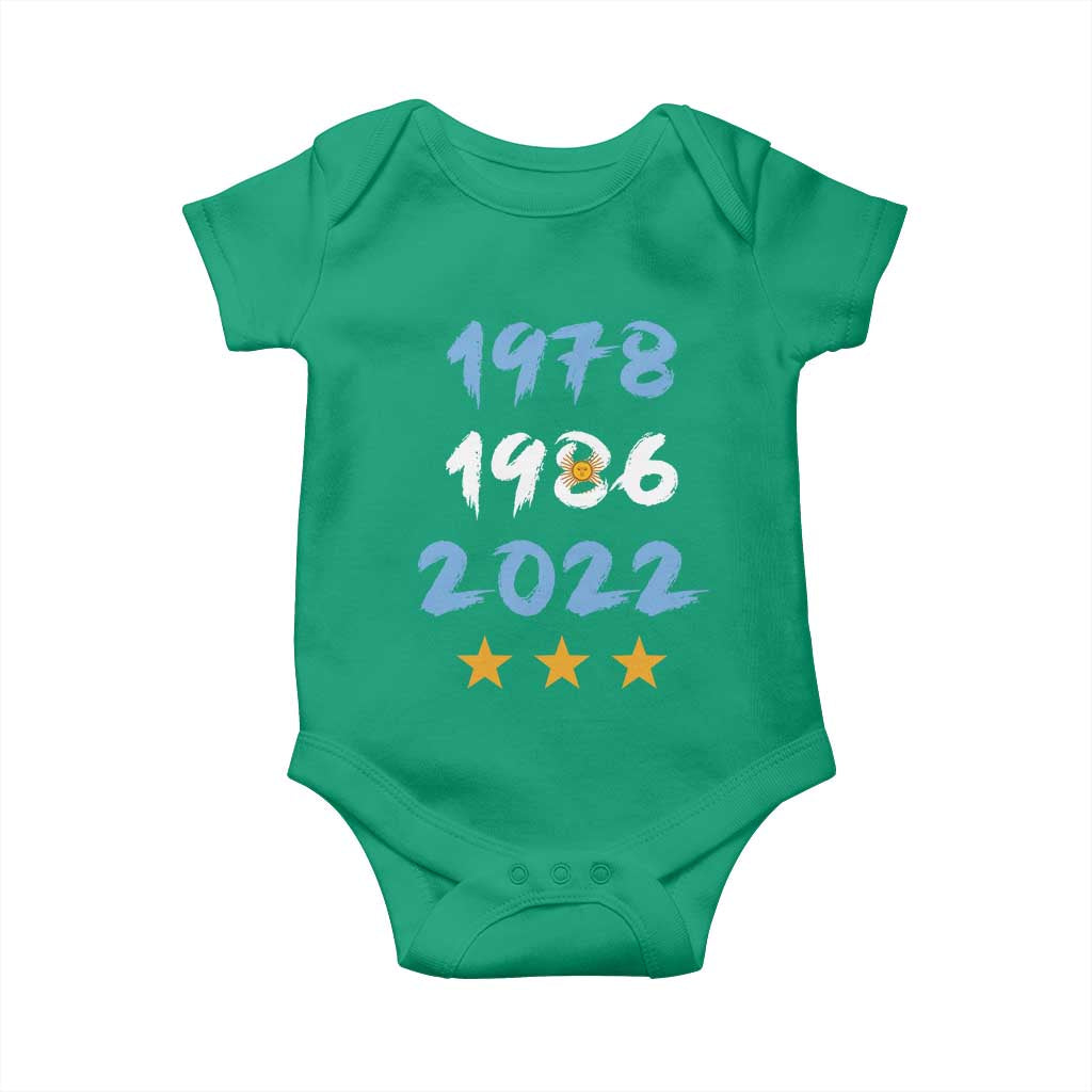 Argentina 3 Stars Champions Baby Onesie 1978 1986 2022 Football Pride