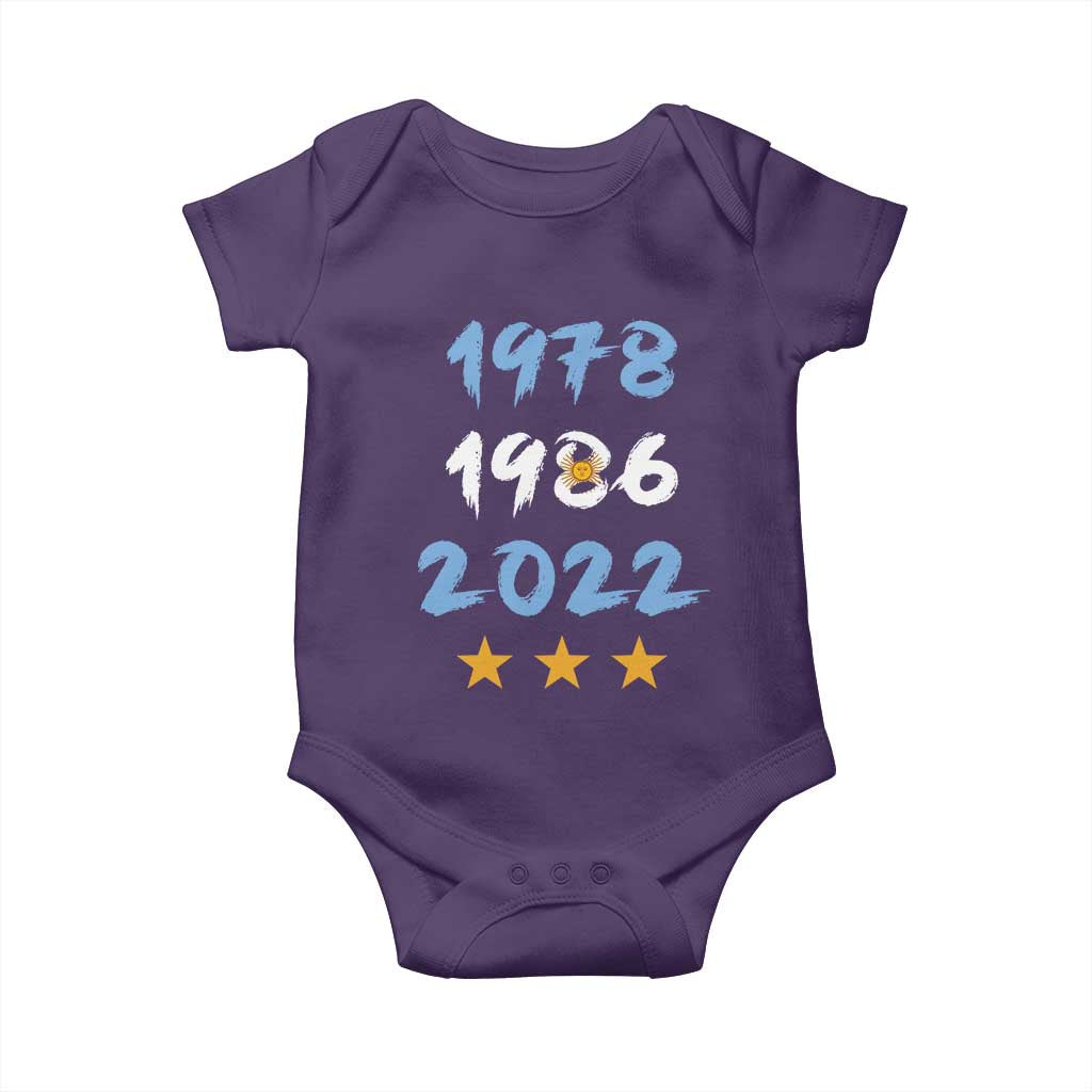 Argentina 3 Stars Champions Baby Onesie 1978 1986 2022 Football Pride
