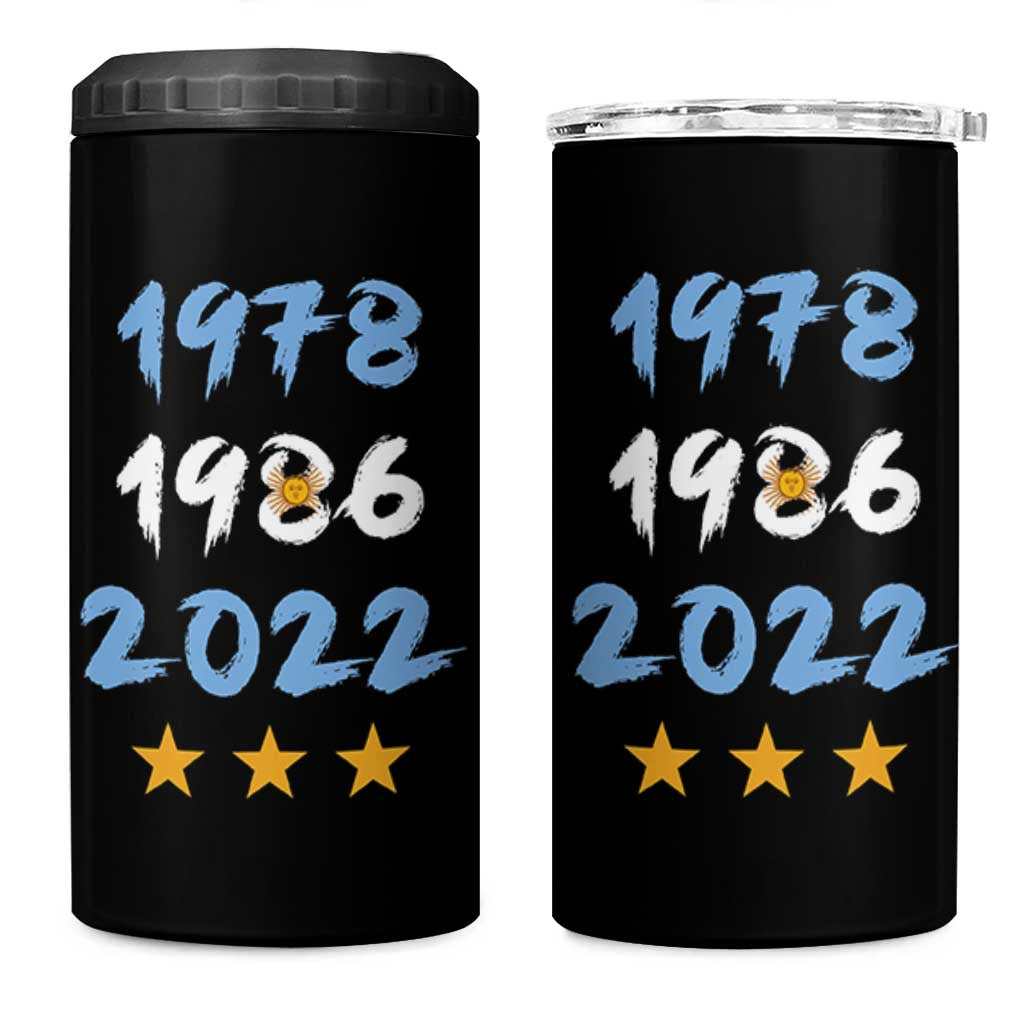 Argentina 3 Stars Champions 4 in 1 Can Cooler Tumbler 1978 1986 2022 Football Pride