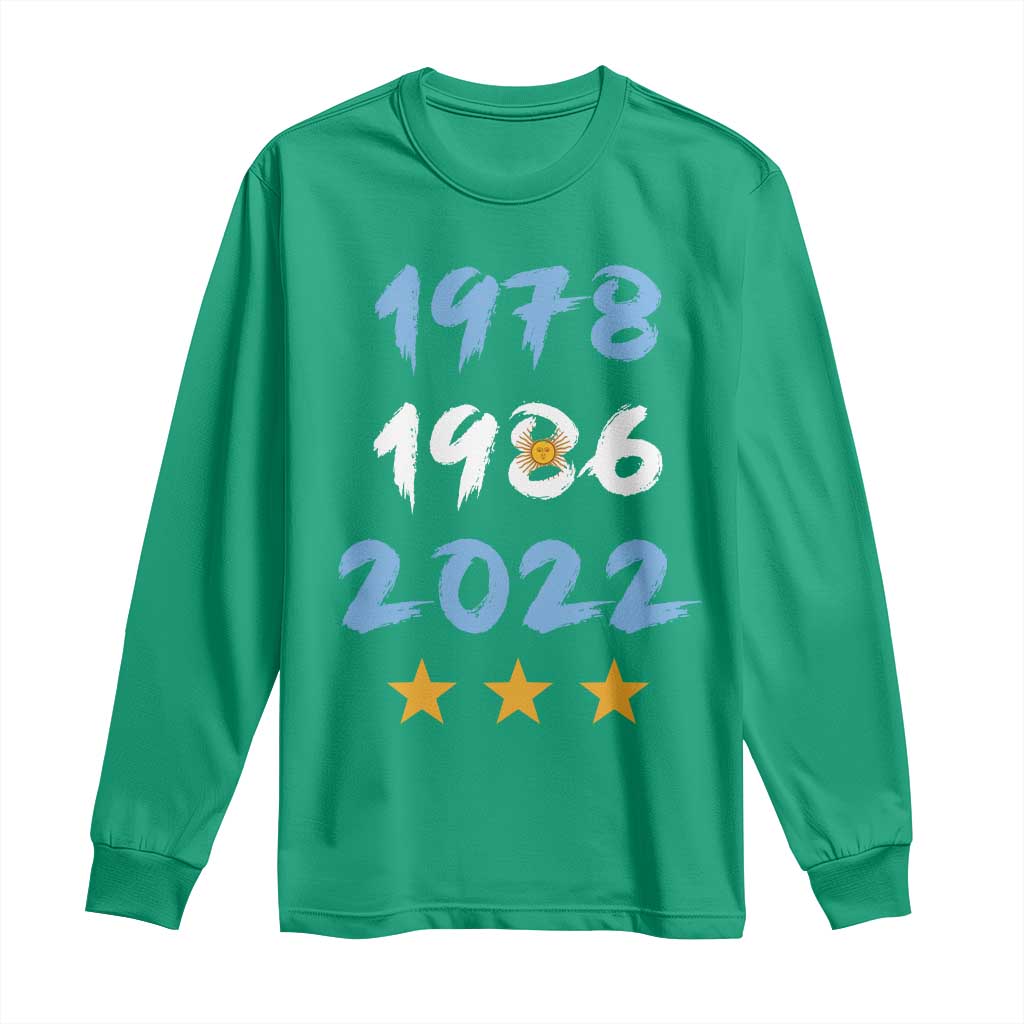 Argentina 3 Stars Champions Long Sleeve Shirt 1978 1986 2022 Football Pride