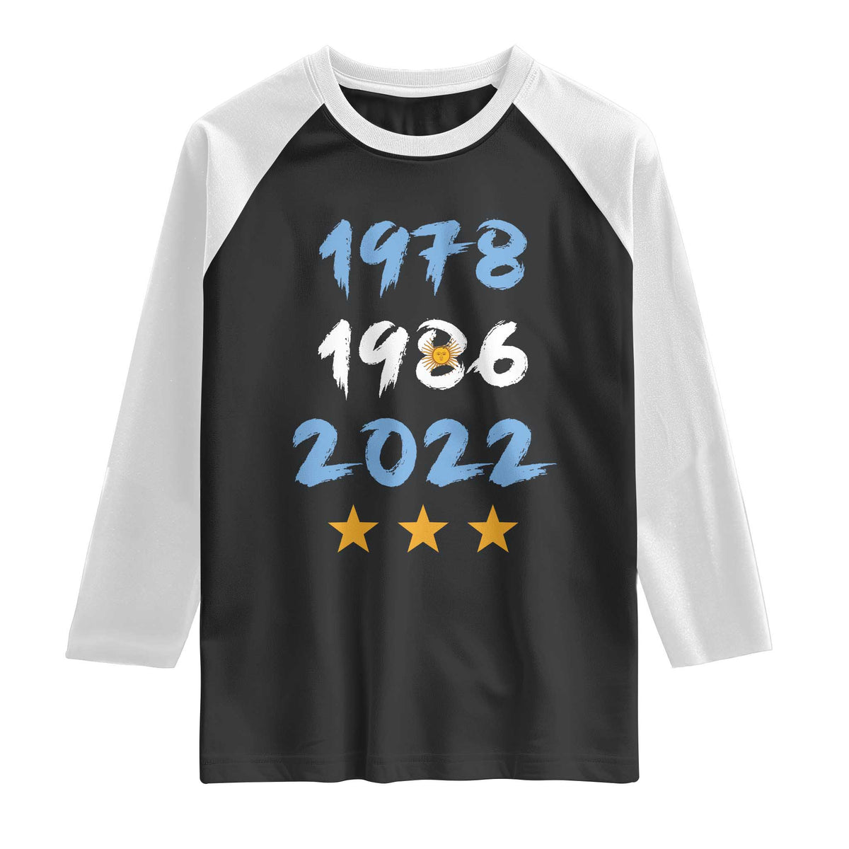 Argentina 3 Stars Champions Raglan Shirt 1978 1986 2022 Football Pride