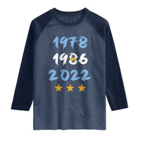 Argentina 3 Stars Champions Raglan Shirt 1978 1986 2022 Football Pride