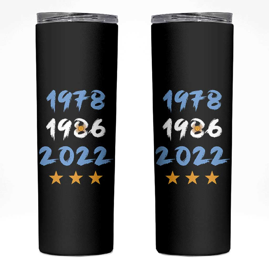 Argentina 3 Stars Champions Skinny Tumbler 1978 1986 2022 Football Pride