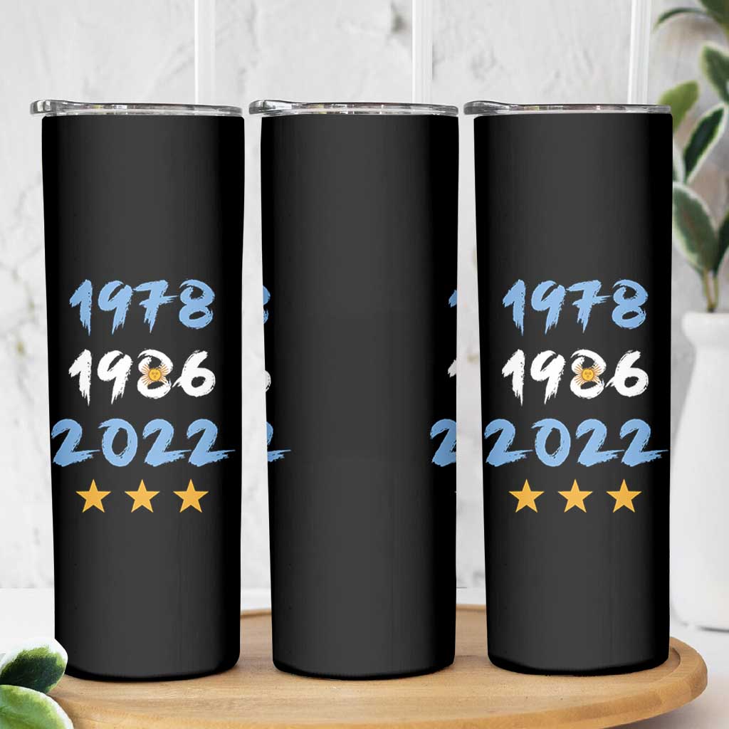 Argentina 3 Stars Champions Skinny Tumbler 1978 1986 2022 Football Pride