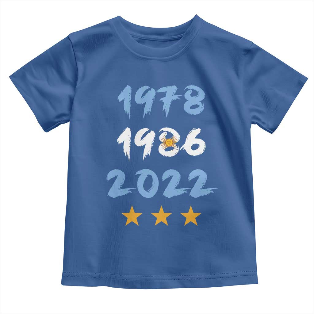 Argentina 3 Stars Champions Toddler T Shirt 1978 1986 2022 Football Pride