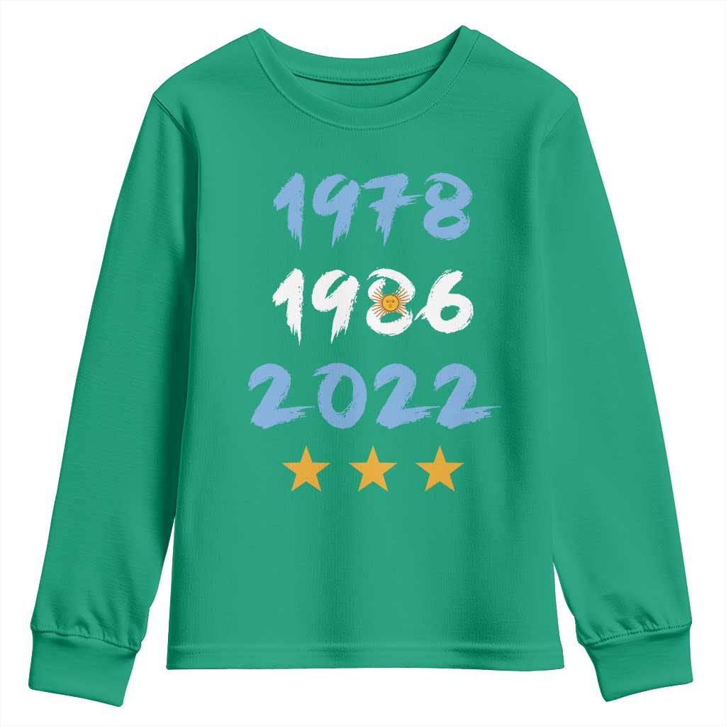 Argentina 3 Stars Champions Youth Sweatshirt 1978 1986 2022 Football Pride