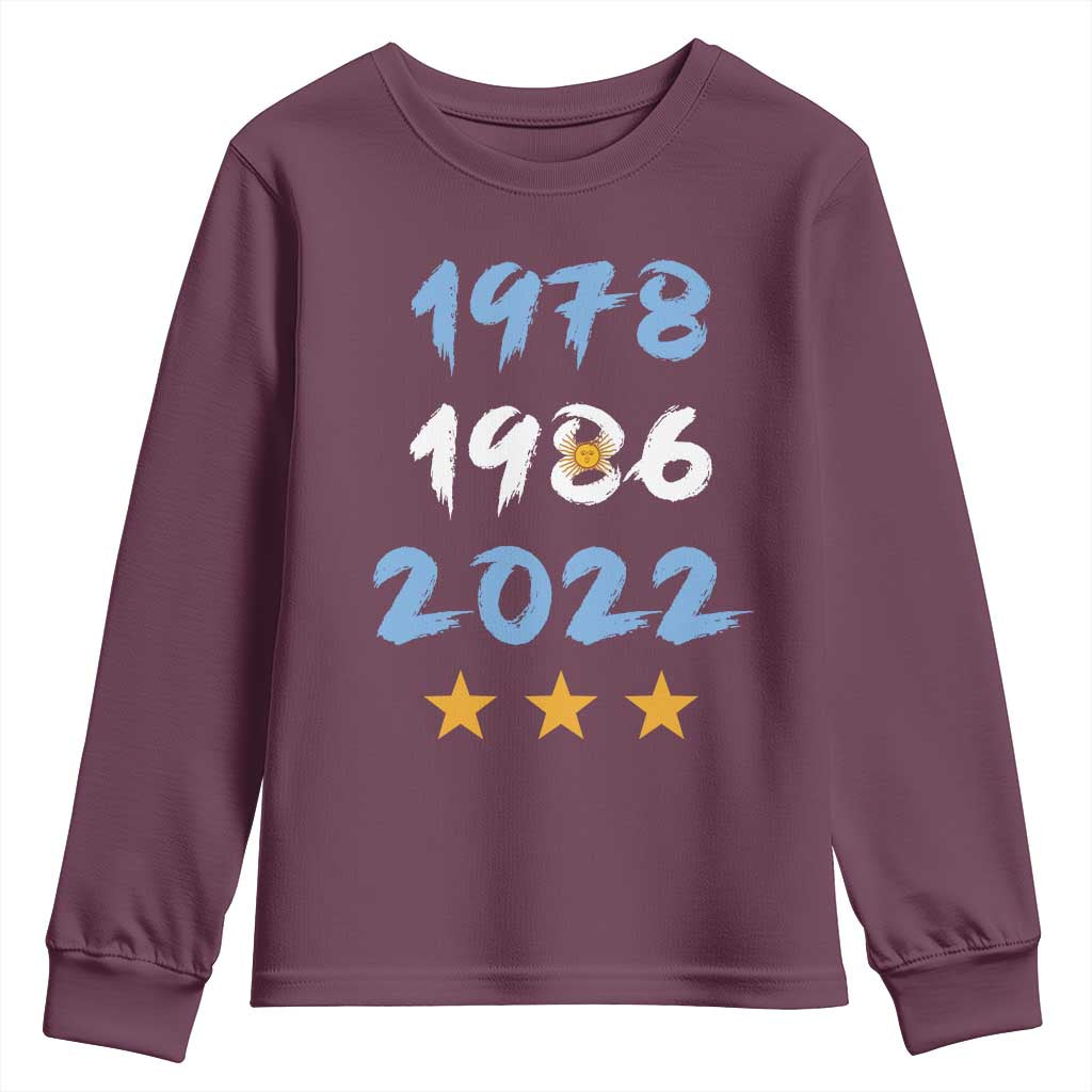 Argentina 3 Stars Champions Youth Sweatshirt 1978 1986 2022 Football Pride