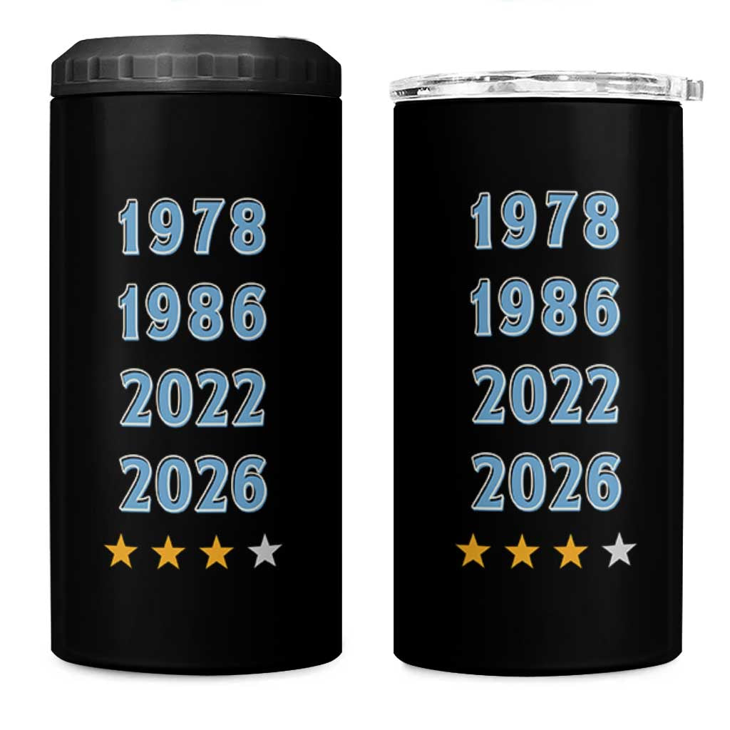 Argentina Flag Pride Soccer 4 in 1 Can Cooler Tumbler 1978 1986 2022 Future Fourth Star