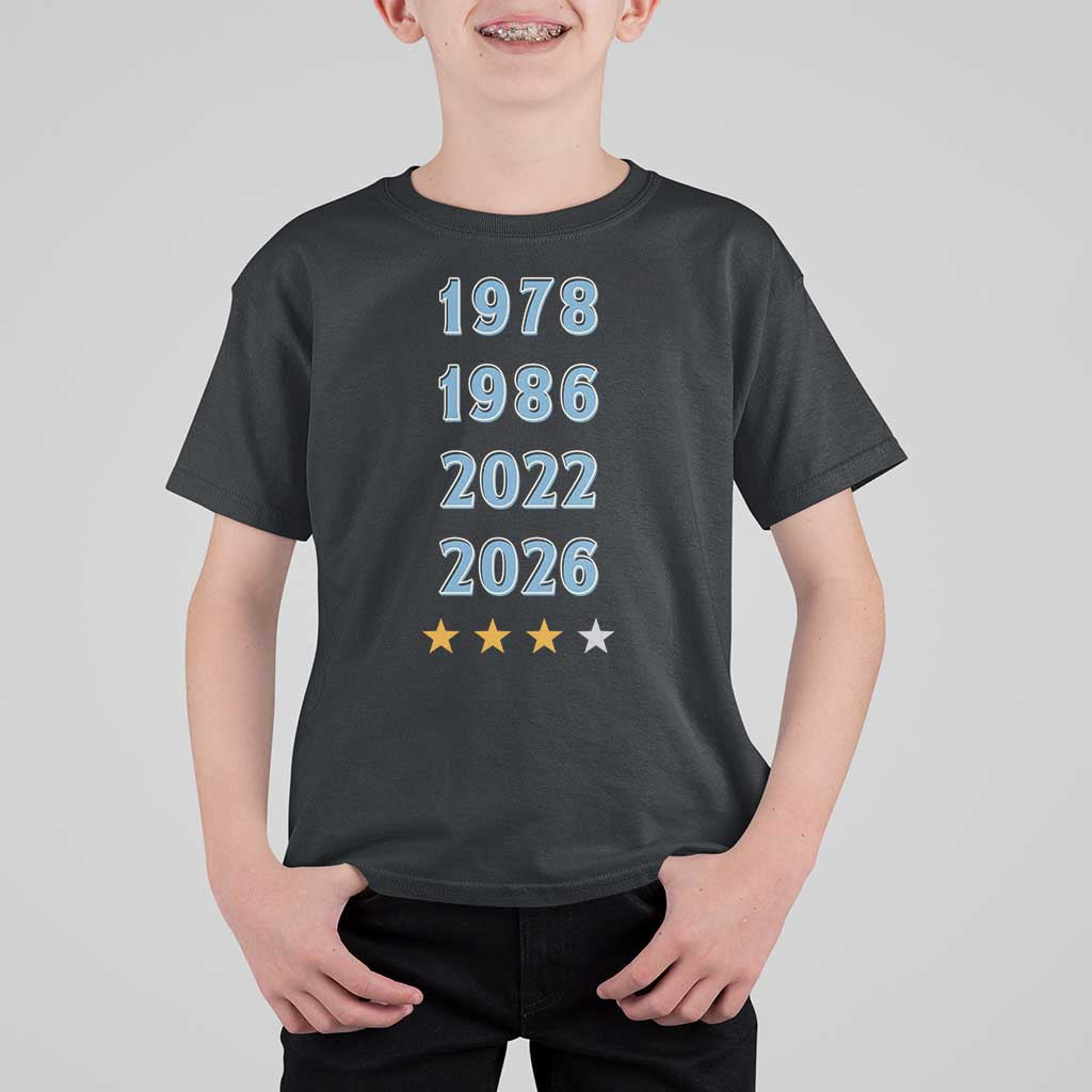 Argentina Flag Pride Soccer T Shirt For Kid 1978 1986 2022 Future Fourth Star