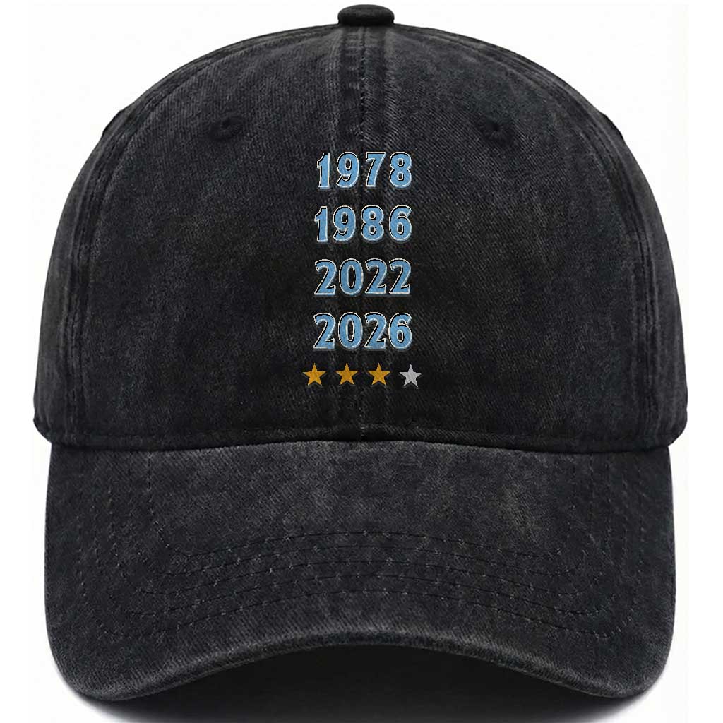 Argentina Flag Pride Soccer Washed Cotton Baseball Cap 1978 1986 2022 Future Fourth Star