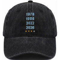 Argentina Flag Pride Soccer Washed Cotton Baseball Cap 1978 1986 2022 Future Fourth Star