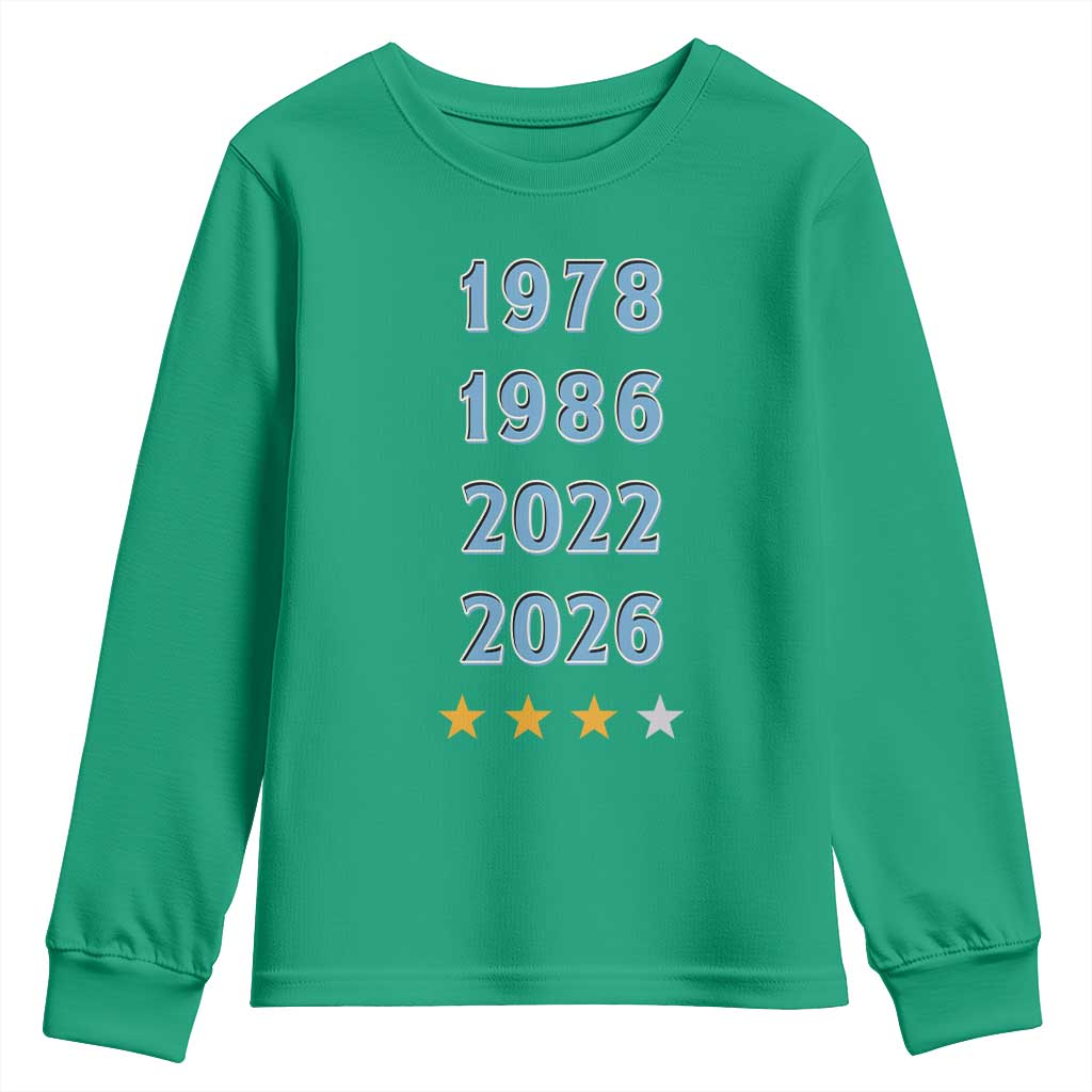Argentina Flag Pride Soccer Youth Sweatshirt 1978 1986 2022 Future Fourth Star