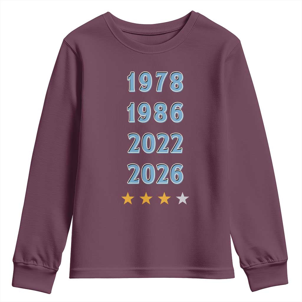 Argentina Flag Pride Soccer Youth Sweatshirt 1978 1986 2022 Future Fourth Star