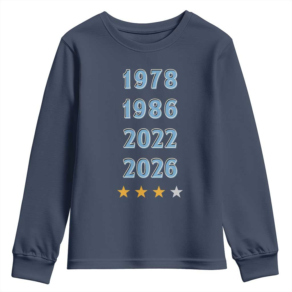 Argentina Flag Pride Soccer Youth Sweatshirt 1978 1986 2022 Future Fourth Star