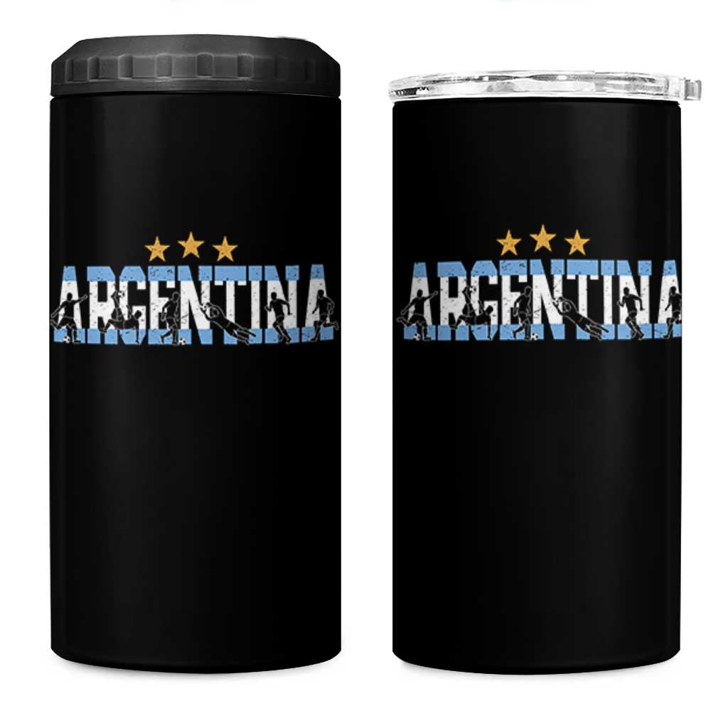 Proud Argentina Futbol Supporter National Pride Gift 4 in 1 Can Cooler Tumbler