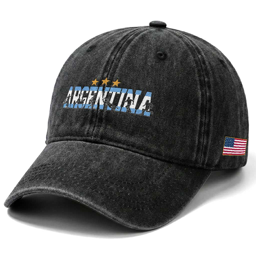 Proud Argentina Futbol Supporter National Pride Gift Washed Cotton Baseball Cap